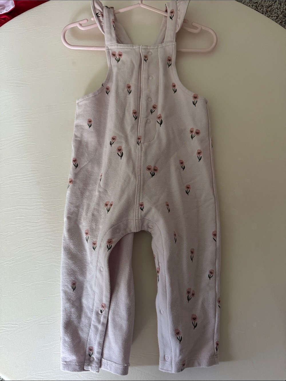 Angel Dear Light Pink Floral One-Piece Overalls
